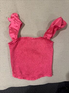 Cake for dinner tween Pink Shirred Ruffle Strap Tank Top